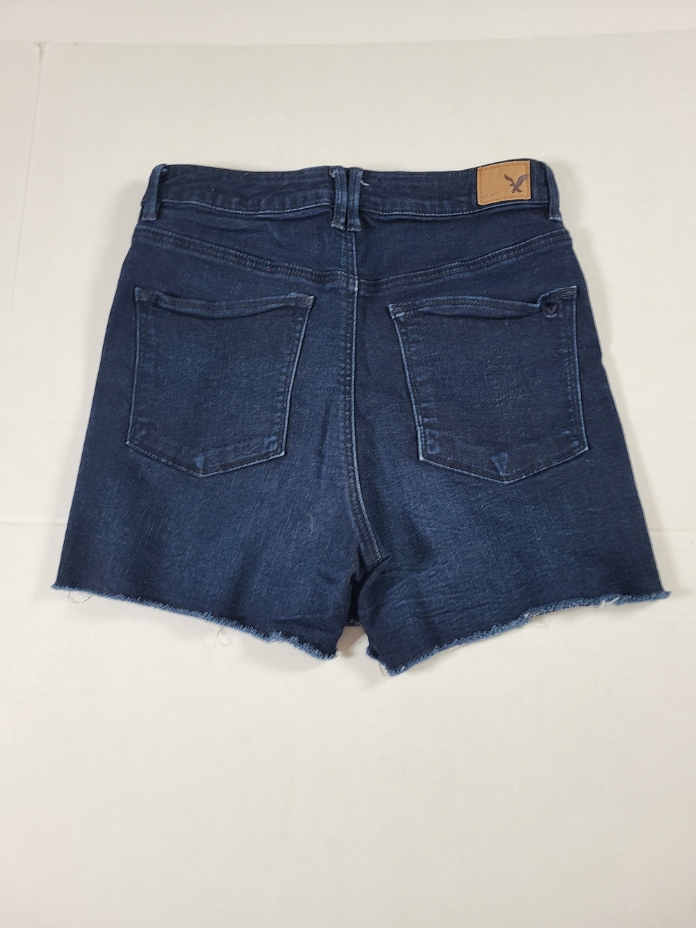 American Eagle Outfitters Dark Blue Denim Stretch Raw Hem Womens Shorts 8 - Picture 3 of 10